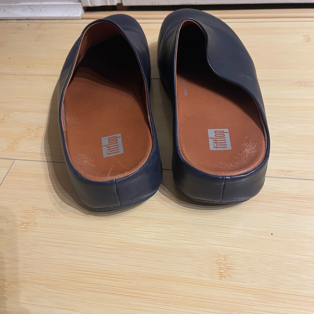 Fitflop Navy Leather Slip-On Mules - Picture 4 of 8